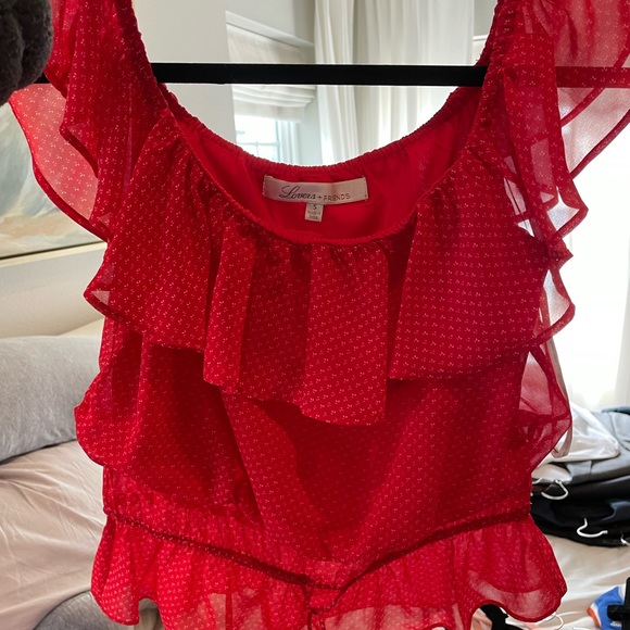Lovers + Friends Red, off the shoulder Top, Like New - Picture 3 of 7
